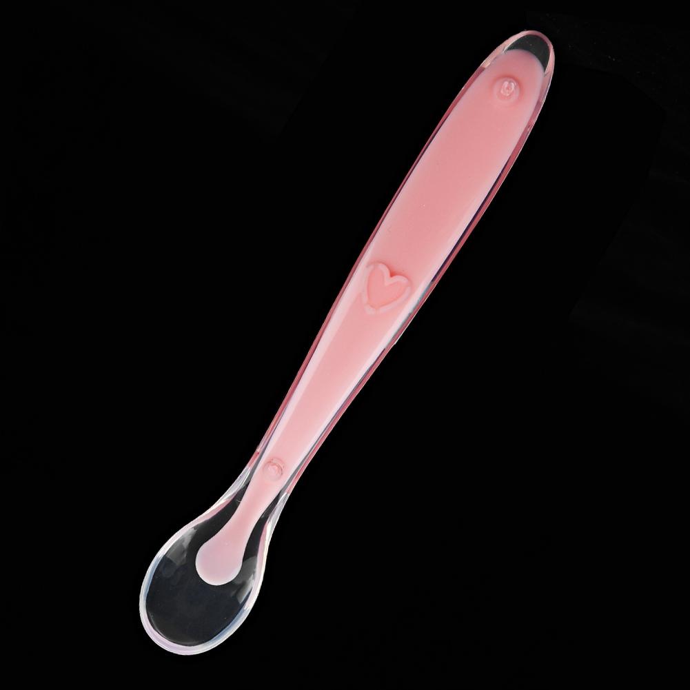 2PCS/Set Silicone  Soft Tip Spoons for Babies Over 4 Months Old with Box (Green and Pink)