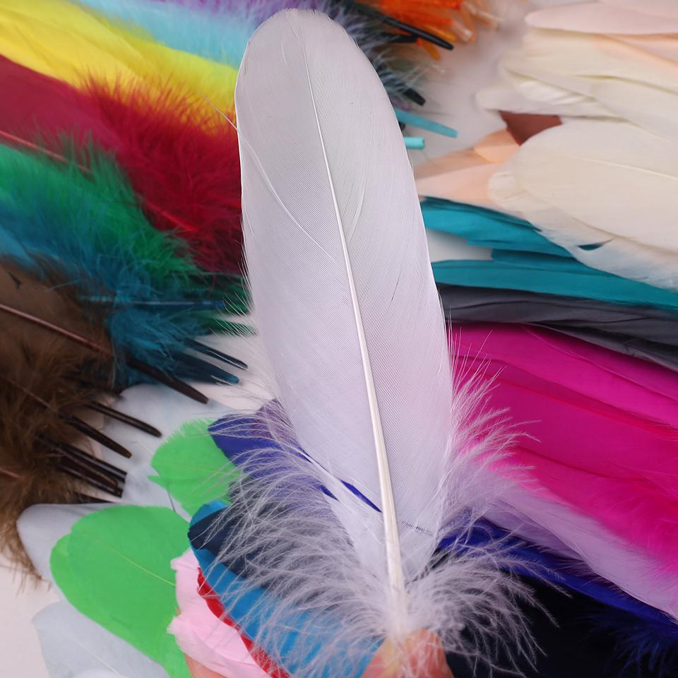 100Pcs Colored Goose Feathers for Decorating Christmas Crafts Dress Jewelry Fringe Accessories 6-8 inch 15-20CM