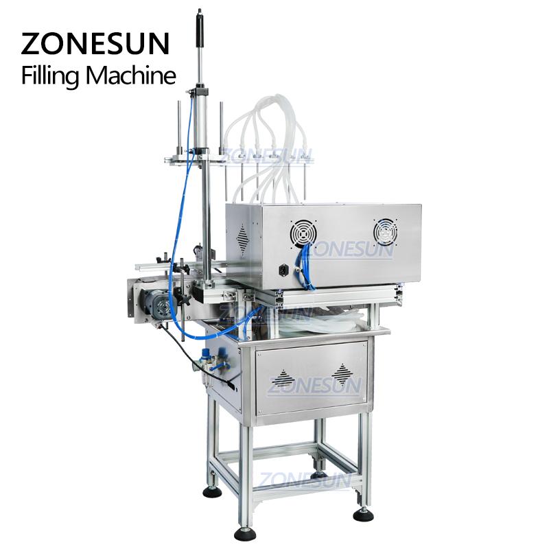 ZONESUN ZS-DTMP6M Automatic 6 Diving Nozzles Liquid Filling Machine Magnetic Pump Foamy Liquid Soap Essential Oil Bottle