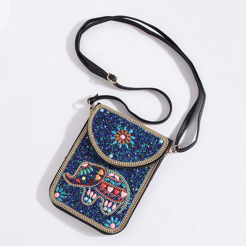 Bohemian Style Pu Flower Embellished Shoulder Bag With Magnet Closure For Daily Use