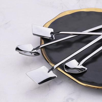 Spade-shaped Stainless Steel Teaspoon Dessert Long Spoon 18cm DD-11695