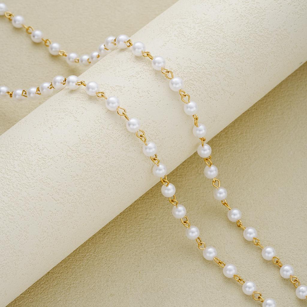 New Sexy Boho Single Layer Cross Pearl Belly Chains For Women Simple Gold White Color Body Chains Fashion Summer Bikini Jewelry