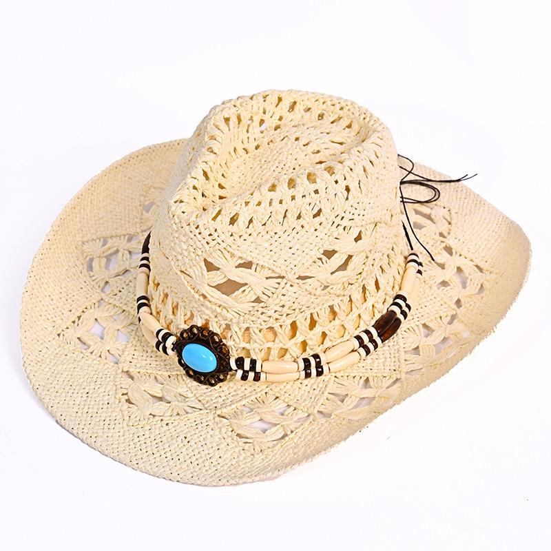 

Западная ковбойская шляпа детская летняя ручной работы плетеная ажурная соломенная шляпа с драгоценными камнями уличная солнцезащитная шляпа от солнца One Size