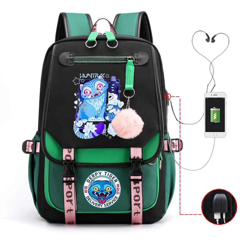 Demon Hunters Cartoon Printing Fashion Children's Backpack Lightweight Primary and Secondary School Student Campus School Bag Neutral
