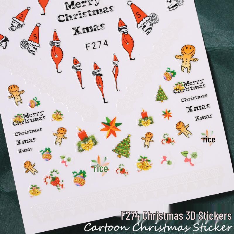 Cute Christmas Nail Stickers: Snowman, Santa, Snowflake & Reindeer Designs