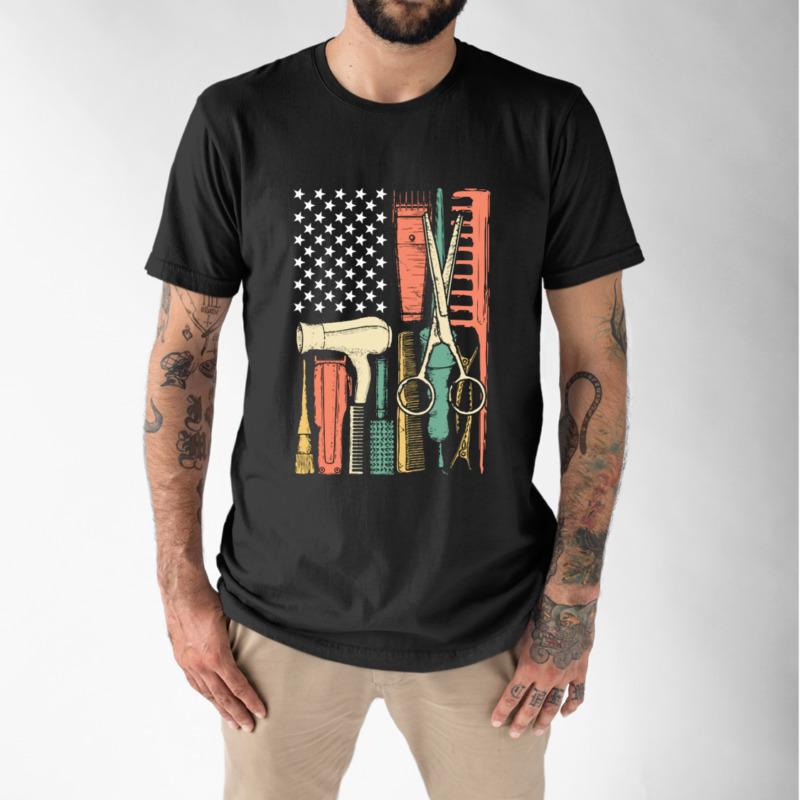 Buy Vintage Hairdresser Tools Hair Equipment Black T Shirt Leisure