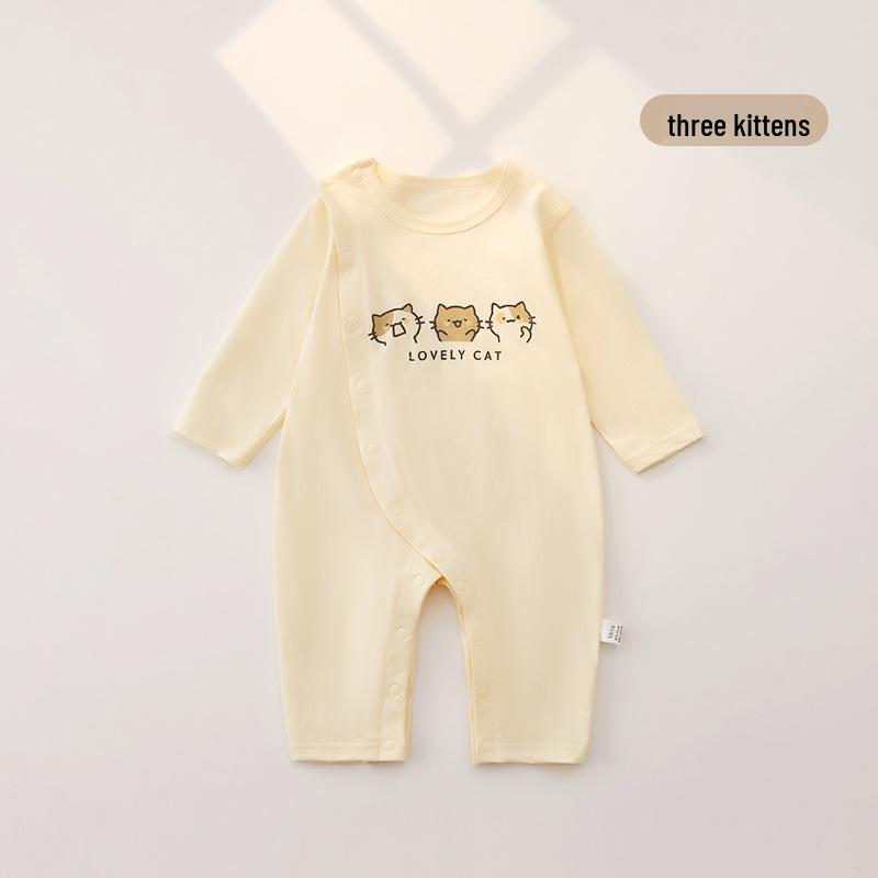 7A Antibacterial Double-Layer Long-Sleeve Baby Romper - Boneless Pure Cotton Pajamas for Spring & Autumn