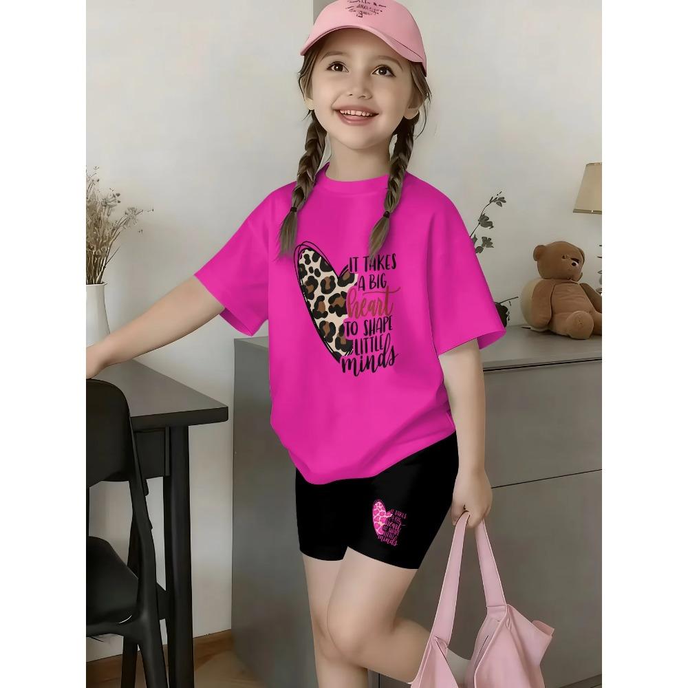 Girls Summer New Casual Floral Print Short Sleeve Top Color Shorts Sweet Style 2‑Piece Children Daily Outdoor Fashion Set