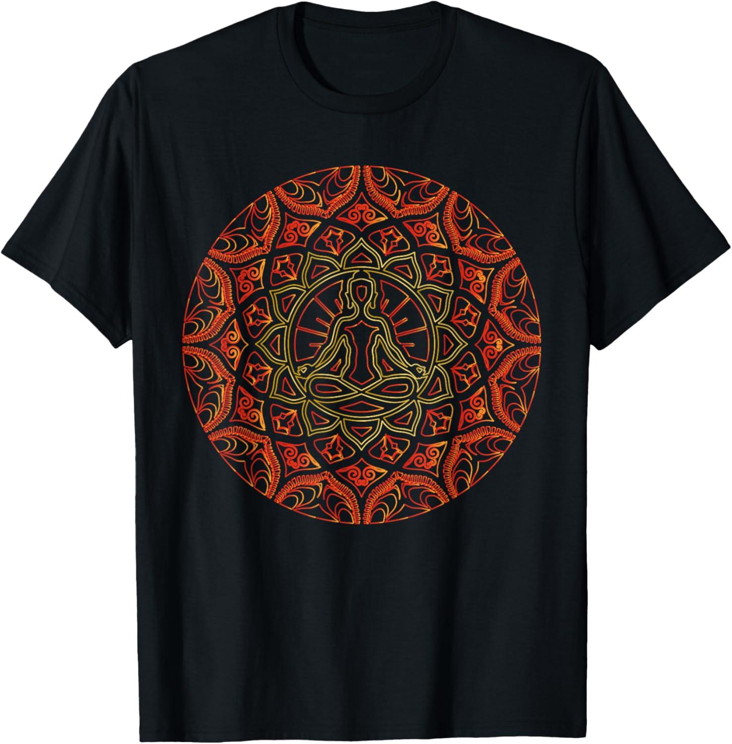

Buddha Mandala Yoga Meditation Graphic Tee Breathable Cotton Casual T-Shirt 4XL