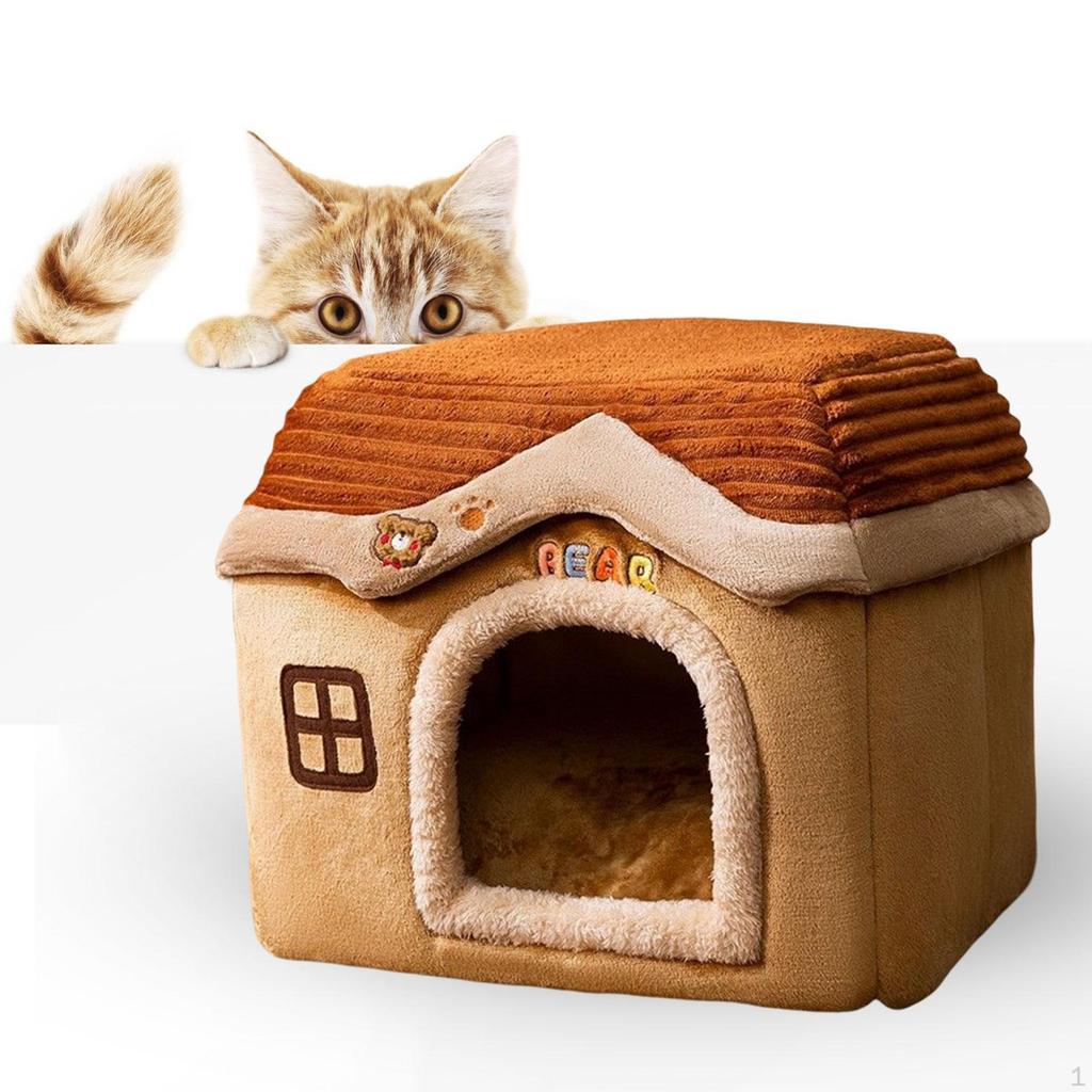 Dog Bed House Removable Cushion Floor for Small Medium Indoor