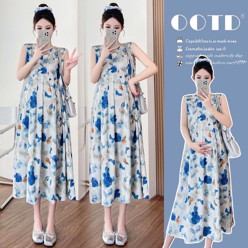 2026 Summer Loose Mid-Length Maternity Dress Large