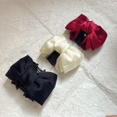 Small Fashion Women Bow Hairpin Korean Version Of Solid Color Butterfly Satin Hair Claws Girls Hair Accessories Headwear