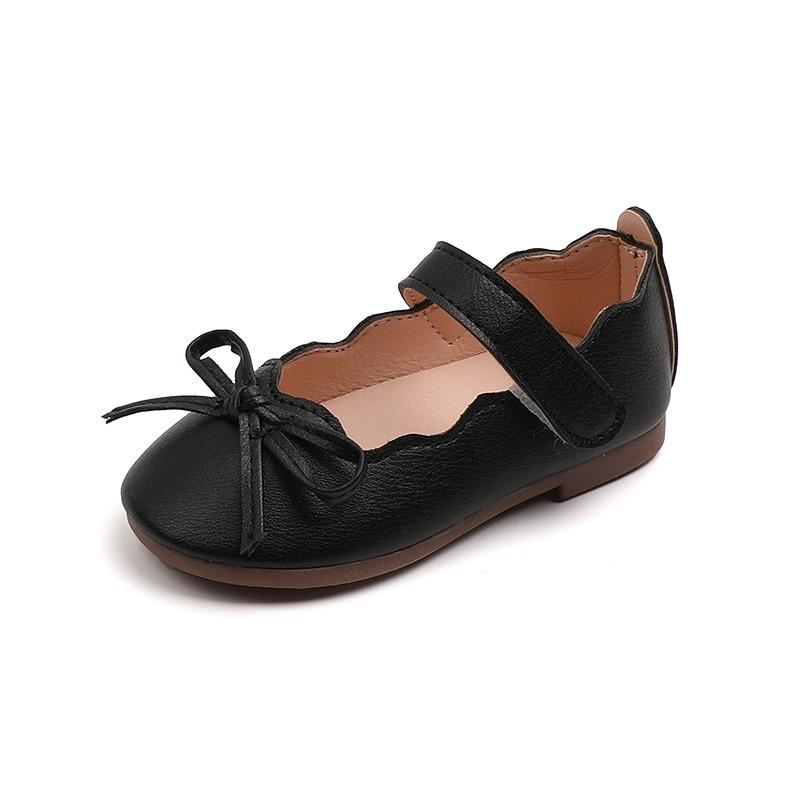 Children's Square-Toe Leather Shoes Girls Fashion Little Bow Flats Toddler Princess Shoes Dance Footwear