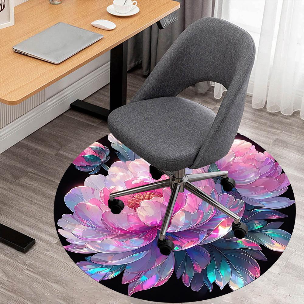 

1pc Floral Pattern Round Chair mat Area Rug - Non-Slip, Floor Mat for Office, Bedroom, and Indoor Decor c1125399 80cm by 80cm