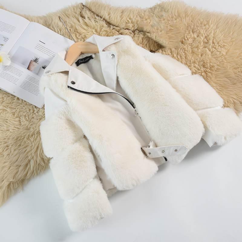 

Autumn Winter Boys Girls Fur Coat Children Warm Trendy Motorcycle Suit Thickened 90cm