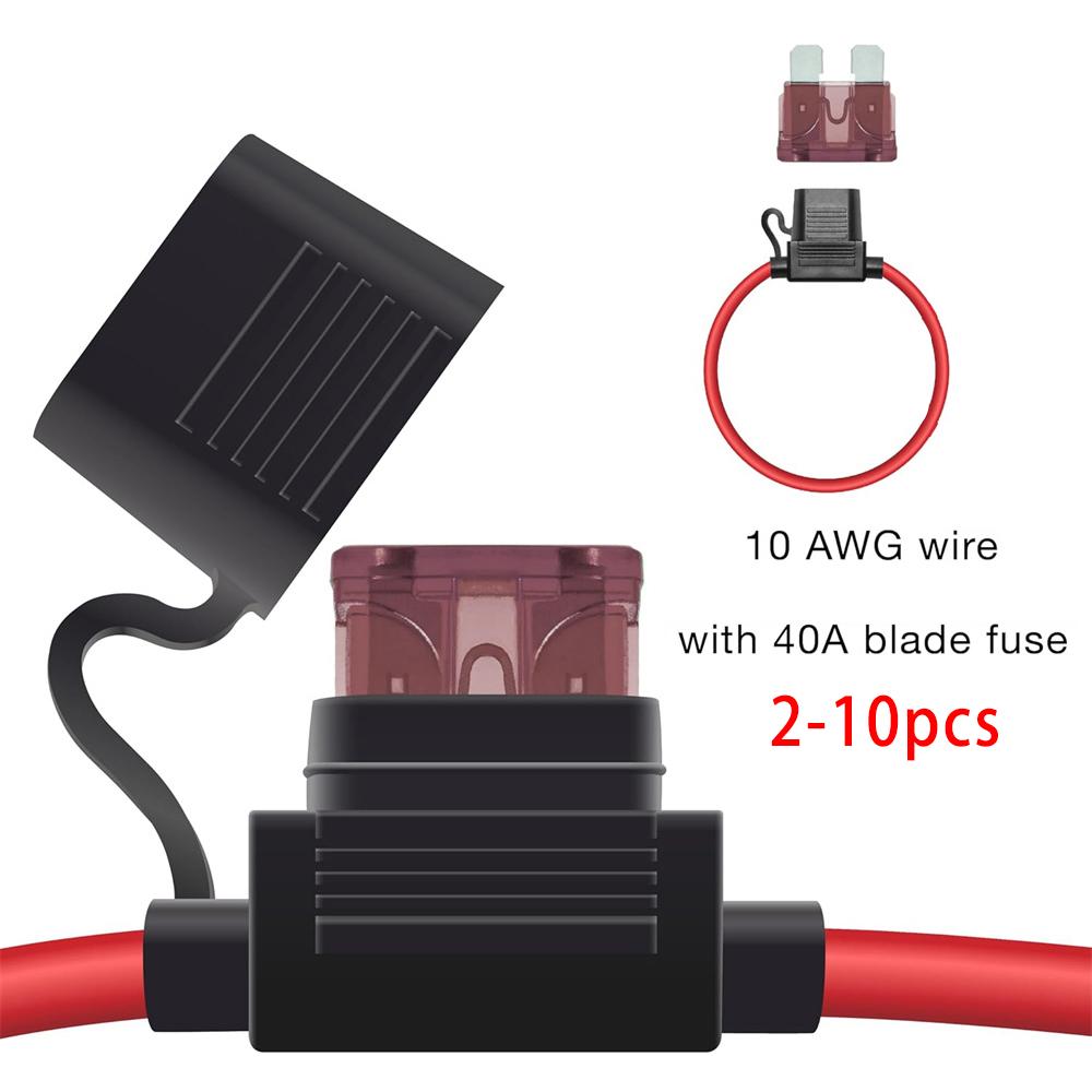 2-10PCS Inline Fuse Holders 12V,10/12/14/16/18 AWG Inline Fuses,Waterproof Fuse Holder with 10A-40A ATC/ATO Standard Blade Fuses Fuse Holders1