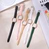 Women's Leather Strap Square Wristwatch - Elegant, Fashionable Quartz Timepiece for Students