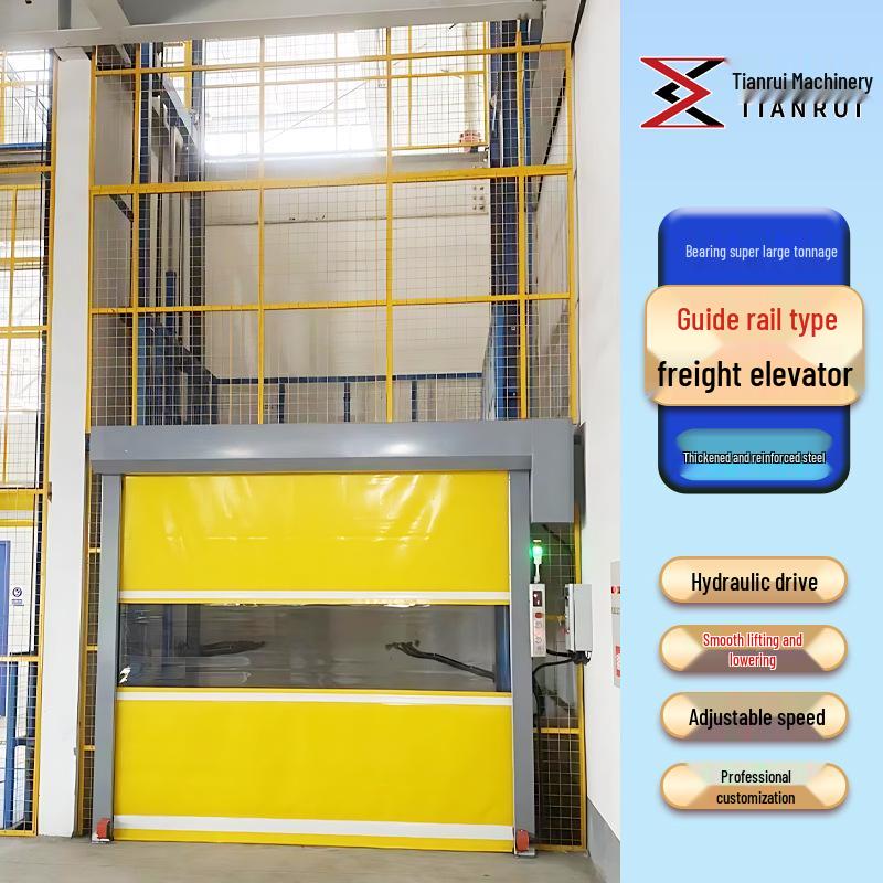 Heavy-Duty Guide Rail Freight Elevator: 2-3 Ton Hydraulic Lifting Platform for Warehouses