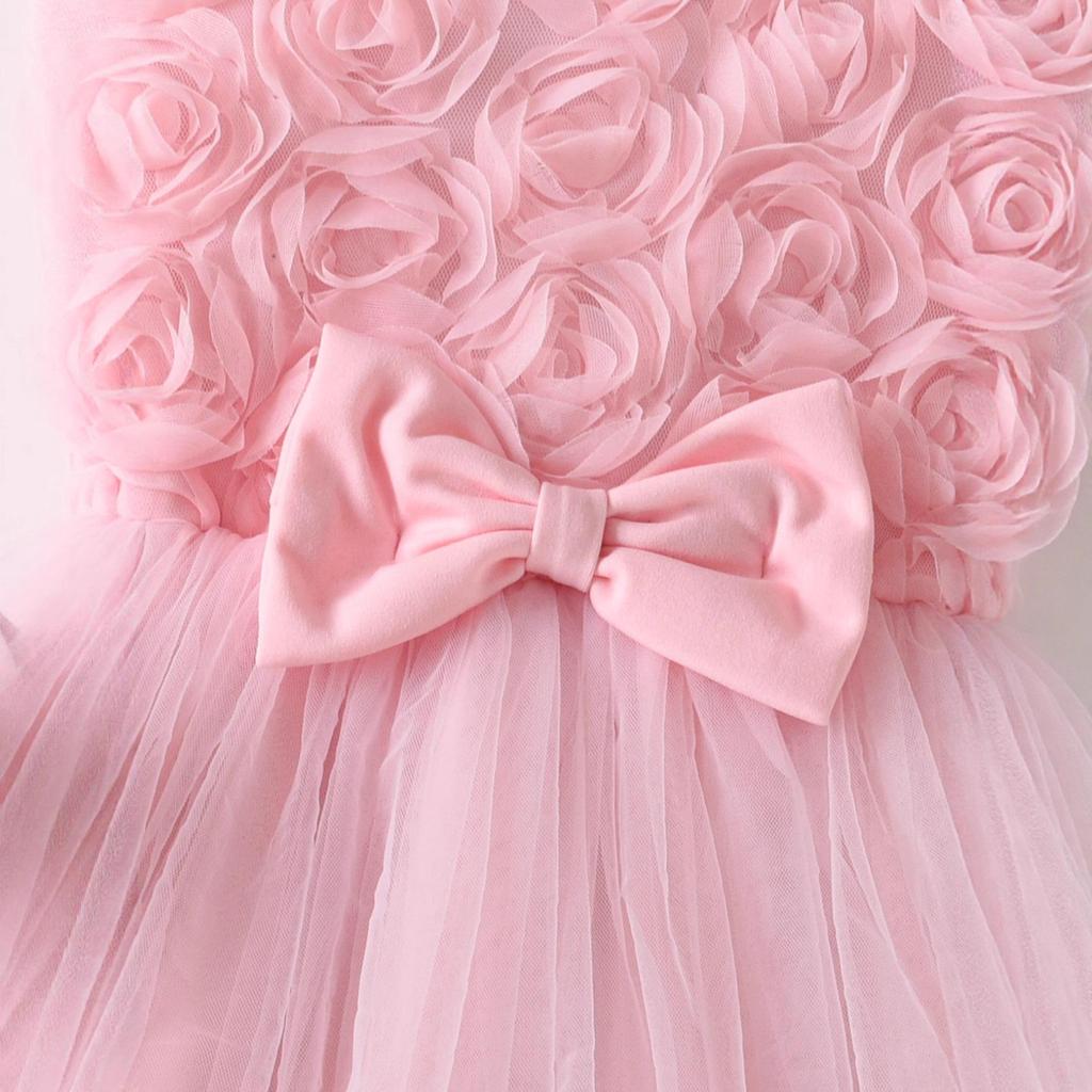 Mädchen Rosa Jacquard Cardigan & Schleifenkragen Kleid Zweiteiliges Herbst-Set