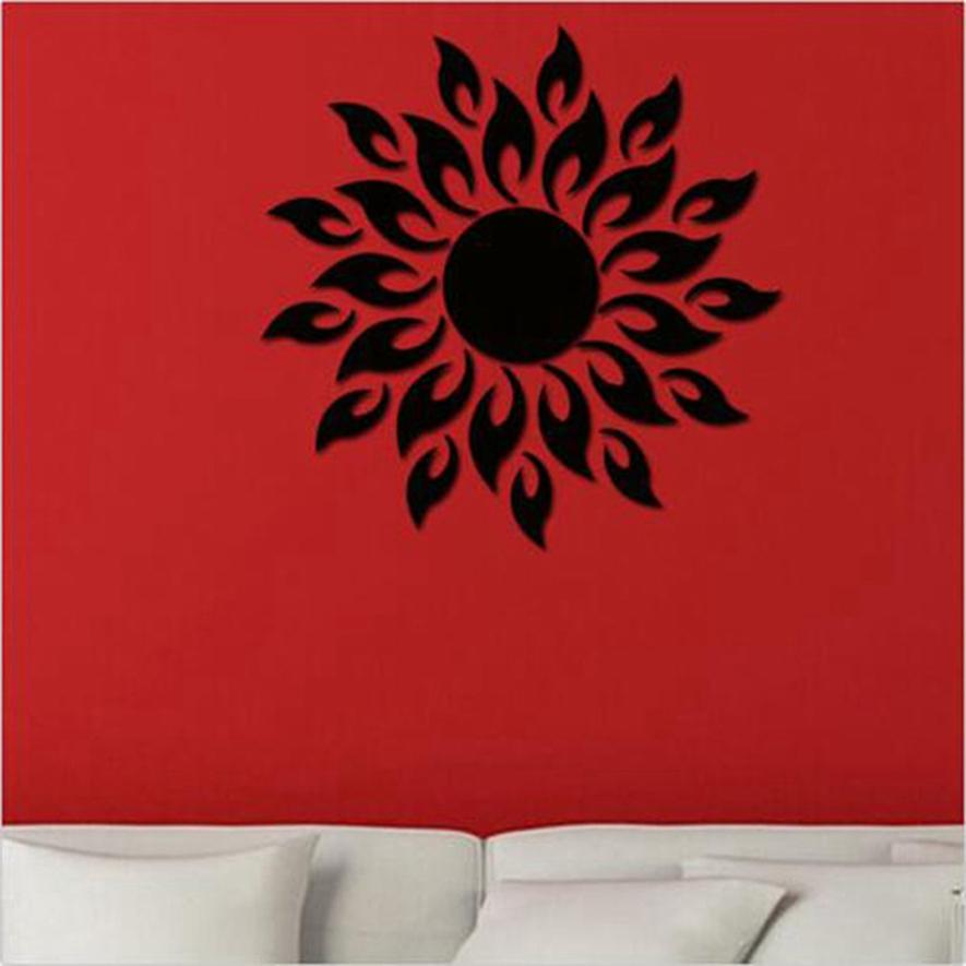 מדבקות קיר דקורטיביות תלת-ממדיות אקריליות מדבקות מראה אופנתיות מדבקות חמניות לסלון לחדר השינה מדבקות קיר דקורטיביות