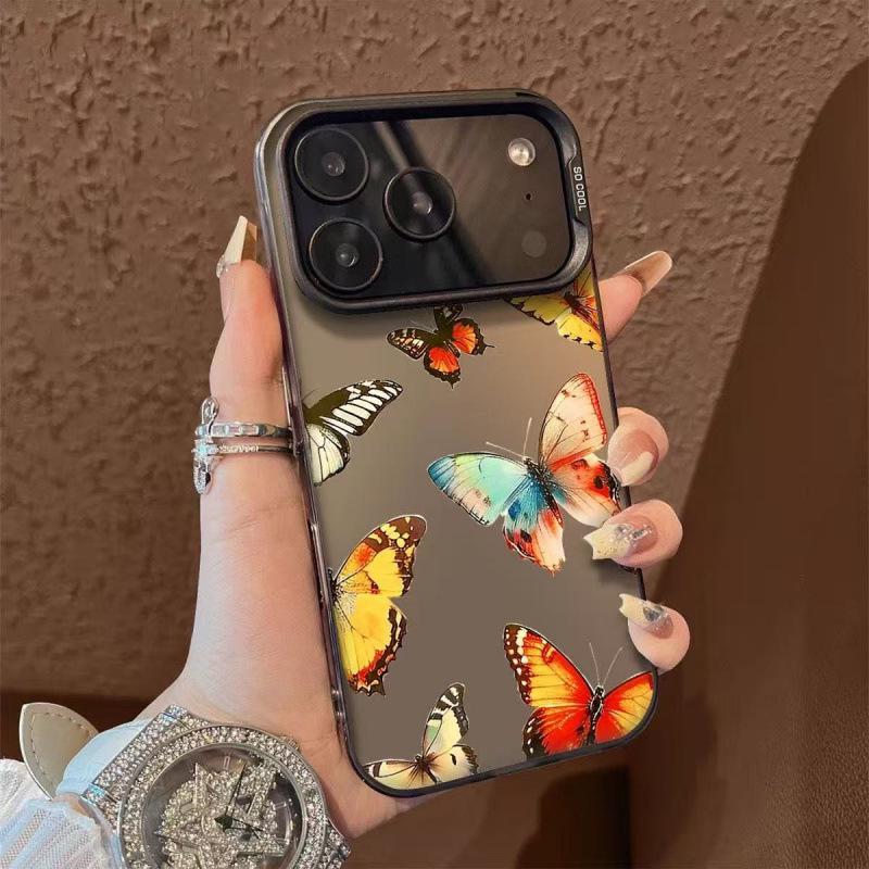 Dreamy Butterfly Shadow Phone Case for iPhone 17 Pro Max, 16, 15, 14, 13 - European American Style