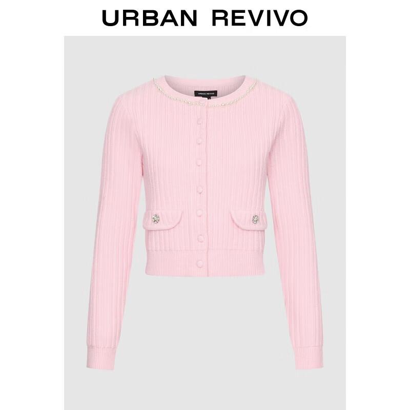 

UR Women s Pearl & Rhinestone Embellished Ribbed Knit Cardigan M