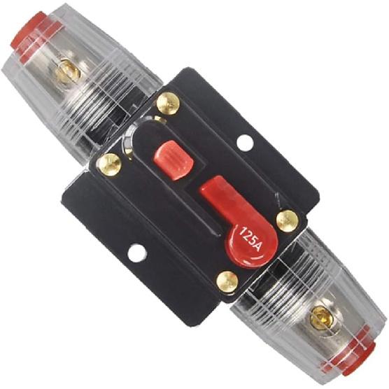 30A 40A 50A 60A 80A 100A 125A 150A Audio Circuit Breaker Auto Car Stereo Inline Fuse Holders Inverter, Manual Reset 12V-24V DC for Automotive Marine 125A