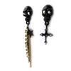 Les Trésors De Lily [N0991] - Golden Black 'Skull' Designer Earrings (Asymmetrical)