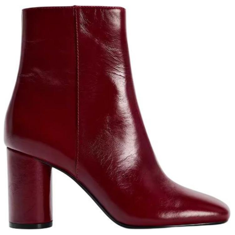 Zara Leather Zip Lightweight Ankle Boots 7.5cm Women boots Red 13130410