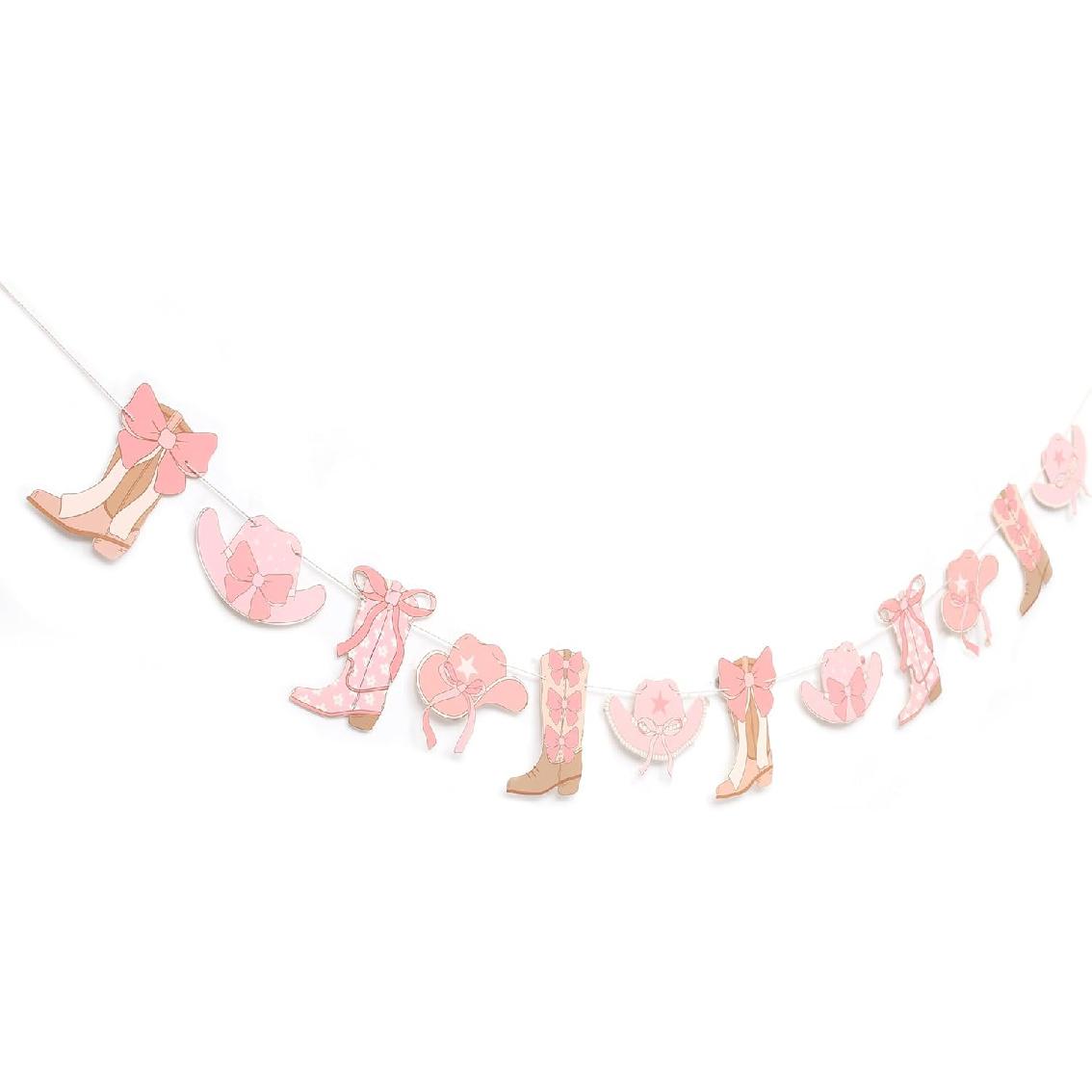 Pink Bow Cowgirl Boots Banner - Western Coquette Cowgirl 1st Birthday Decorations,First Rodeo Pink Bow Boots Banner,Gender Reveal Party Decoration Boots1