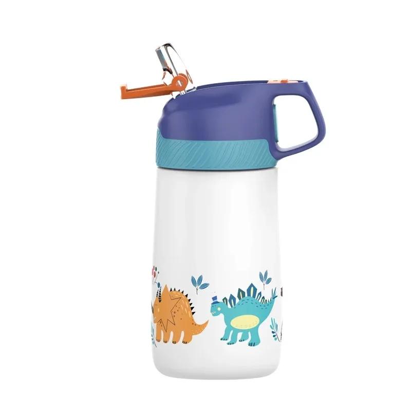 350ML Thermo Cup for Children Cartoon animals Pattern Water bottle Stainless Steel Vacuum Flacks With Healthy Straw Travel Cups