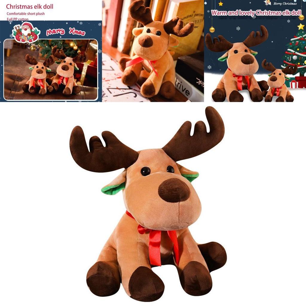 Adorable Christmas Elk Plush Toy Soft And Cuddly Deer Plushie Doll For Festive Decor