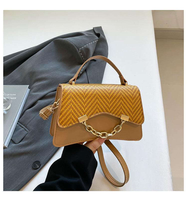 

Модная женская сумка-тоут с拼接, большой вместимости, свежая летняя новинка, трендовая текстура, на плечо, через плечо, портативная маленькая квадратная сумка коричневый