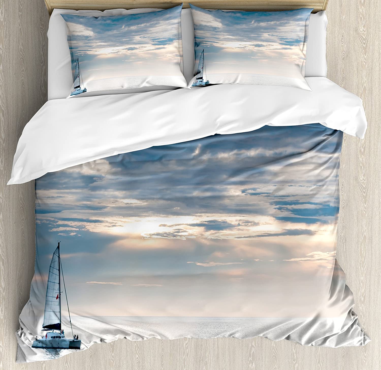 

Nautical Bedding Set For Bedroom Bed Home Let Your Dreams Sail Quote With Boat In Waves M Duvet Cover Quilt Cover And Pillowcase EU single(135x200cm)