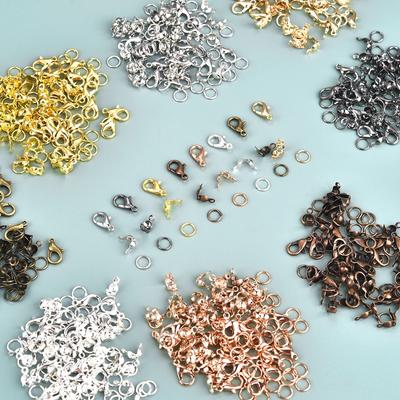100pcs/Lot Metal Lobster Clasps Set Lobster Clasp Open Jump Rings For Bracelet Necklace Connectors Jewelry Making DIY Wholesale