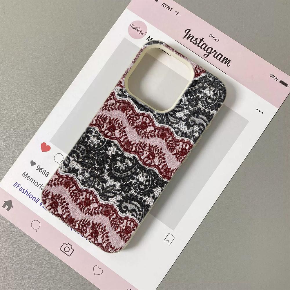 

Dual Tone Lace Phone Case for iPhone 17 16 15 14 Plus 13 12 11 Pro Max Red Black TPU Fashion Protective Cover For iPhone 17 ProMax белый