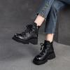 Fashion GKTINOO 2025 Echtleder Plateau Stiefel Frühling Herbst Handgefertigt Dicke Sohle Stiefeletten Schnürschuhe Runde Zehenpartie Damenschuhe
