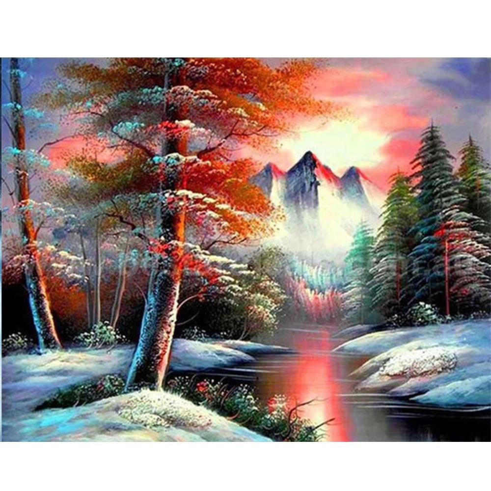 

DIY Алмазная картина Дерево Вышивка крестиком Алмазная вышивка Пейзаж Полный квадратный дрель Изображение Горный хрусталь Full Square 20X30CM