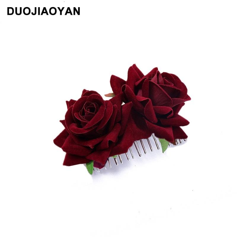 Neuer Braut Künstliche Rose Blume Haarnadel Samtstoff Haarkamm Frauen Hochzeit Brautjungfer Party Accessoires Haarspange Schmuck