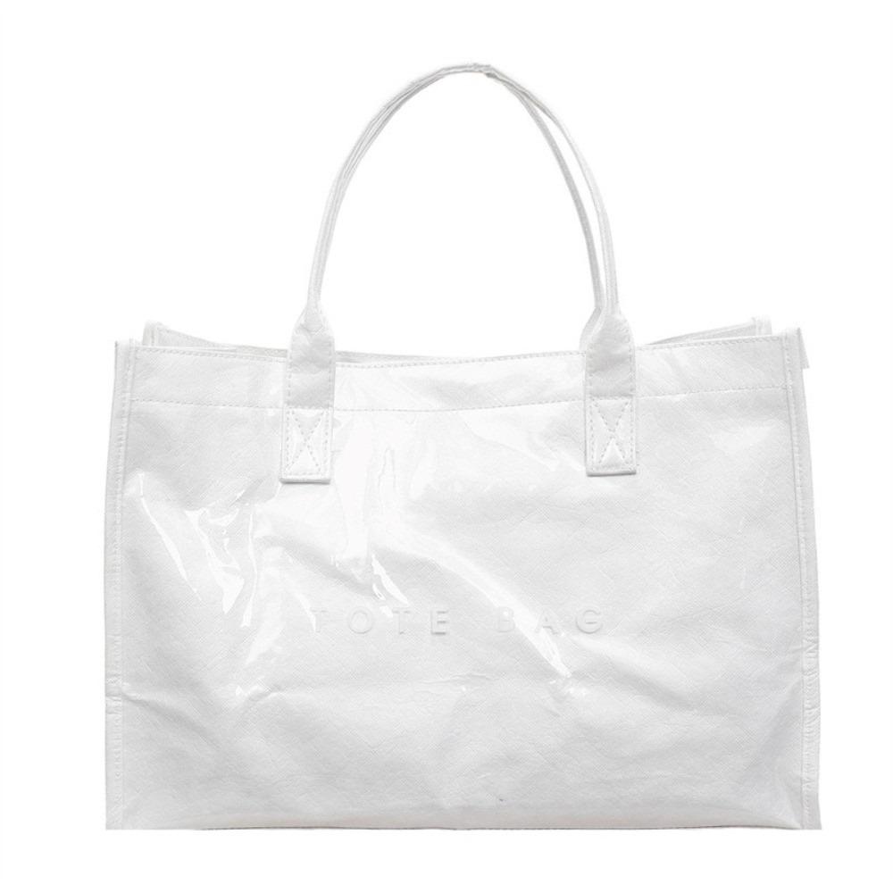 Glossy Transparent Jelly Bag Large Capacity Letter Prints Handbags Fashion PVC Tote Bag Swimming