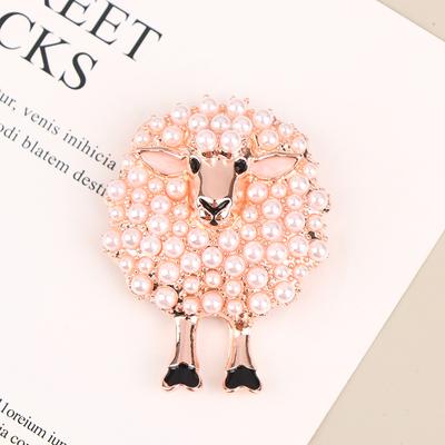 Cartoon Animal Brooch Inlaid Pearls Lucky Lovely Sheep Brooch Alloy Brooch Gift