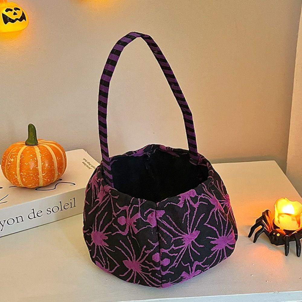 Cosplay Polyester Halloween Bucket Portable Basket Handle Candy Basket Trick-or-Treat Bag Halloween Parties
