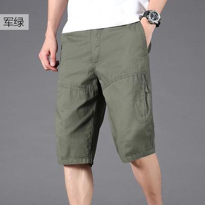 Sommer Locker Lässig Gerade Reine Baumwolle Shorts Männlich Einfarbig Mode Tasche Knielang Allround-Hose Herren Kurze Hose