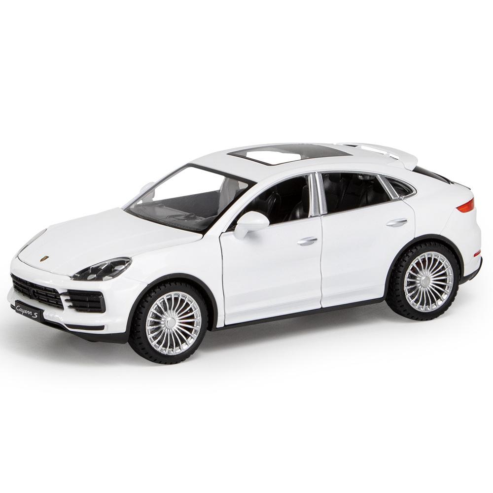 

1/24 Porsche Cayenne S SUV Модель автомобиля из литого металла Моделирование Звук Свет Игрушки Коллекционные предметы Подарки на день рождения для детей белый