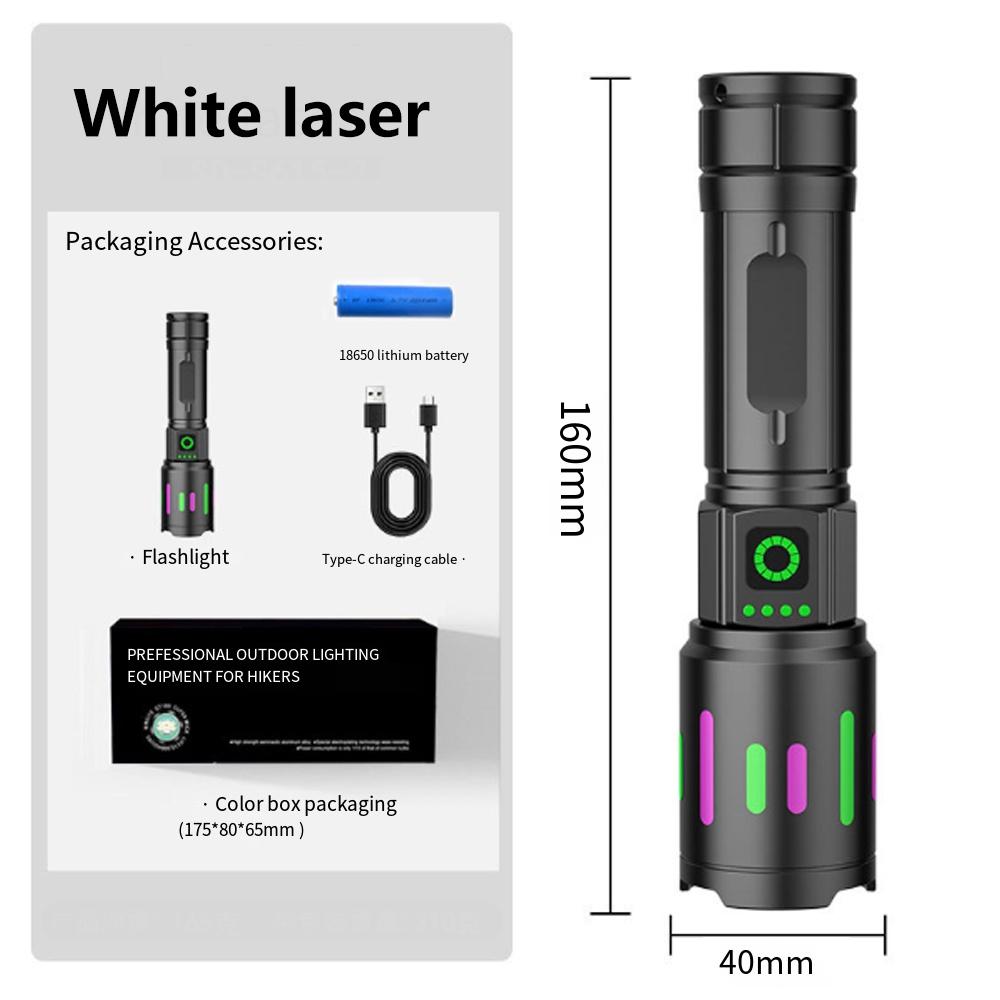 Powerful Strong Light Flashlight LED Portable Flashlight Type-C Charging Output Zoom Aluminum Alloy Outdoor Handlamp For Camping