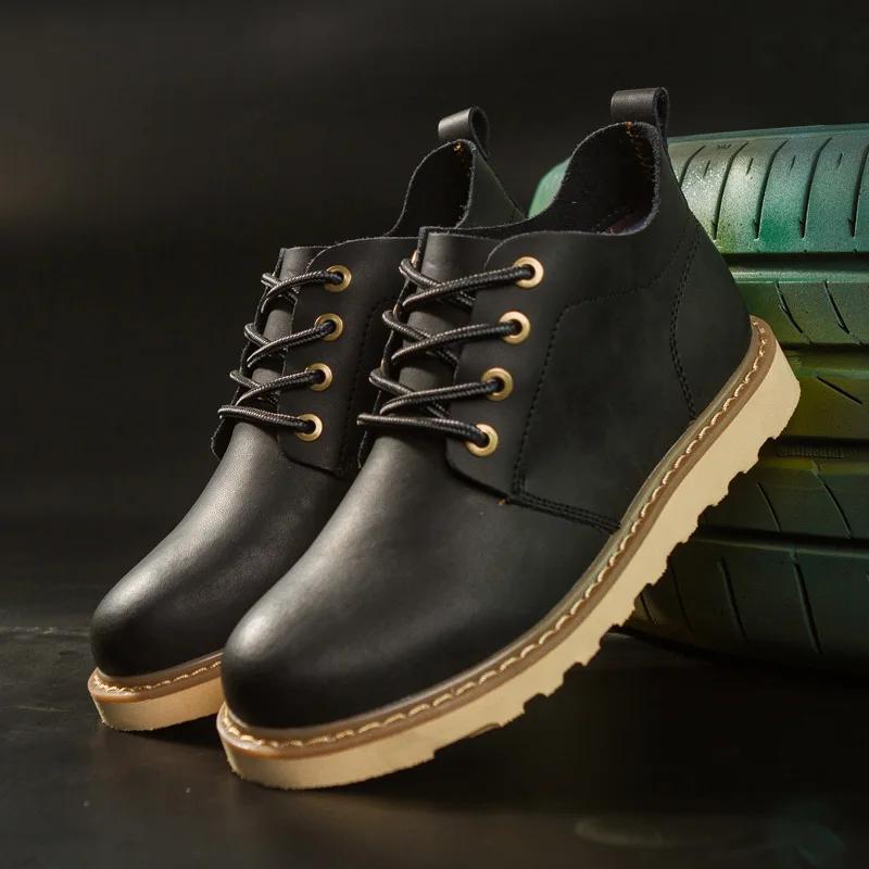 Working Shoes Men Work Boots Brown Boot Genuine Leather Boots for Men Men's Safety Shoe Dress Booty Man Casual Sneakers Ankle &