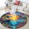 Orca Whales Round Area Rug,Carpet Rug for Living Room Bedroom Sofa Playroom Decor,Non-slip Floor Mat