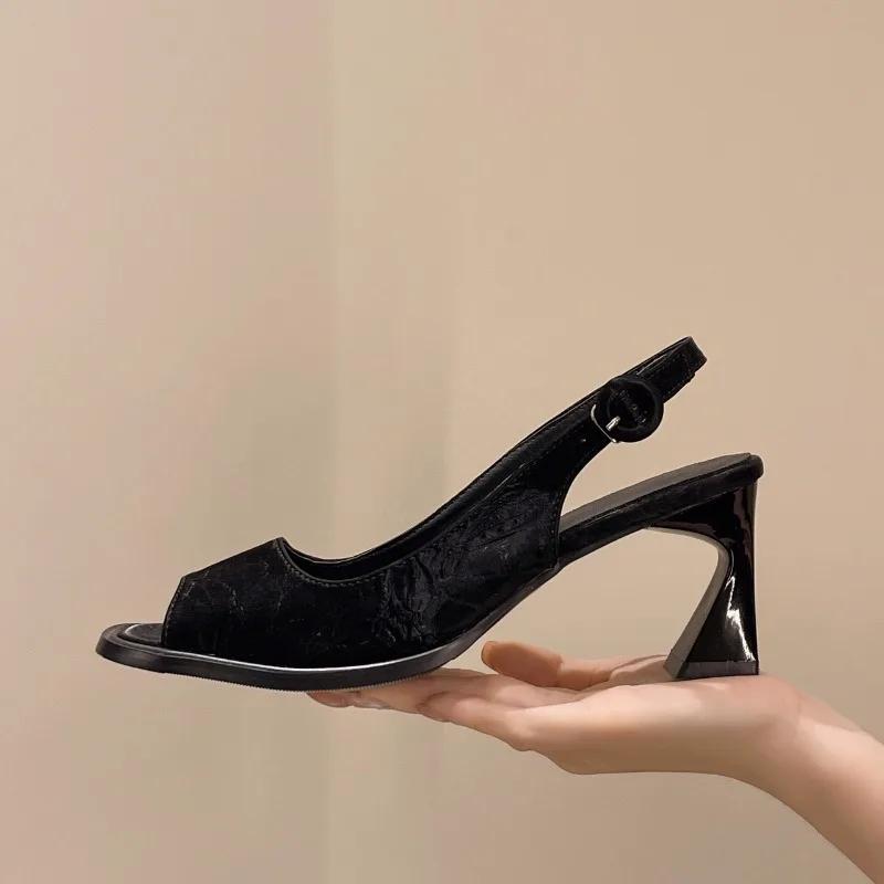 Fashion Genuine Leather Women Summer Sandals Fashion Peep Toe Women Shoes Shoes for Women High Heel Gladiator Ladies Shoes