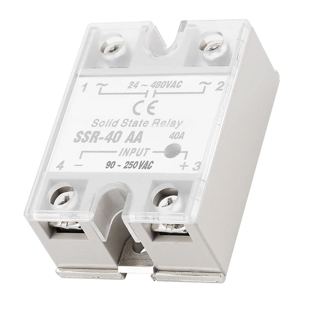 SSR-40AA 40A Solid State Relais Module AC-AC Ingang 90-250V AC Uitgang 24-480V Enkelfasig