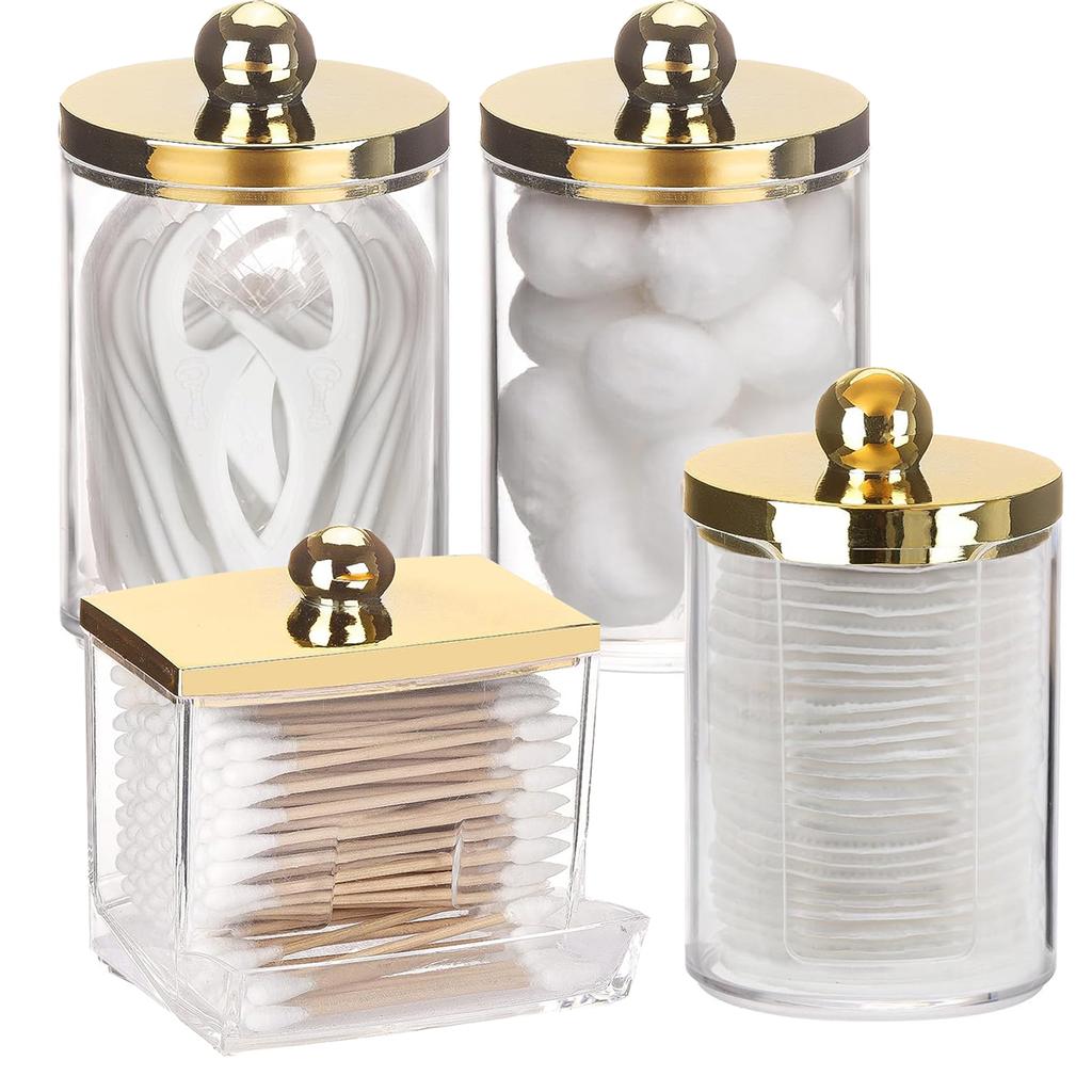 2/3/4er Pack Wattestäbchenhalter Badezimmerbehälter, 10/7oz Wattebällchen Wattestäbchen Pads Spender, Apothekerglas Organizer Aufbewahrungsbox